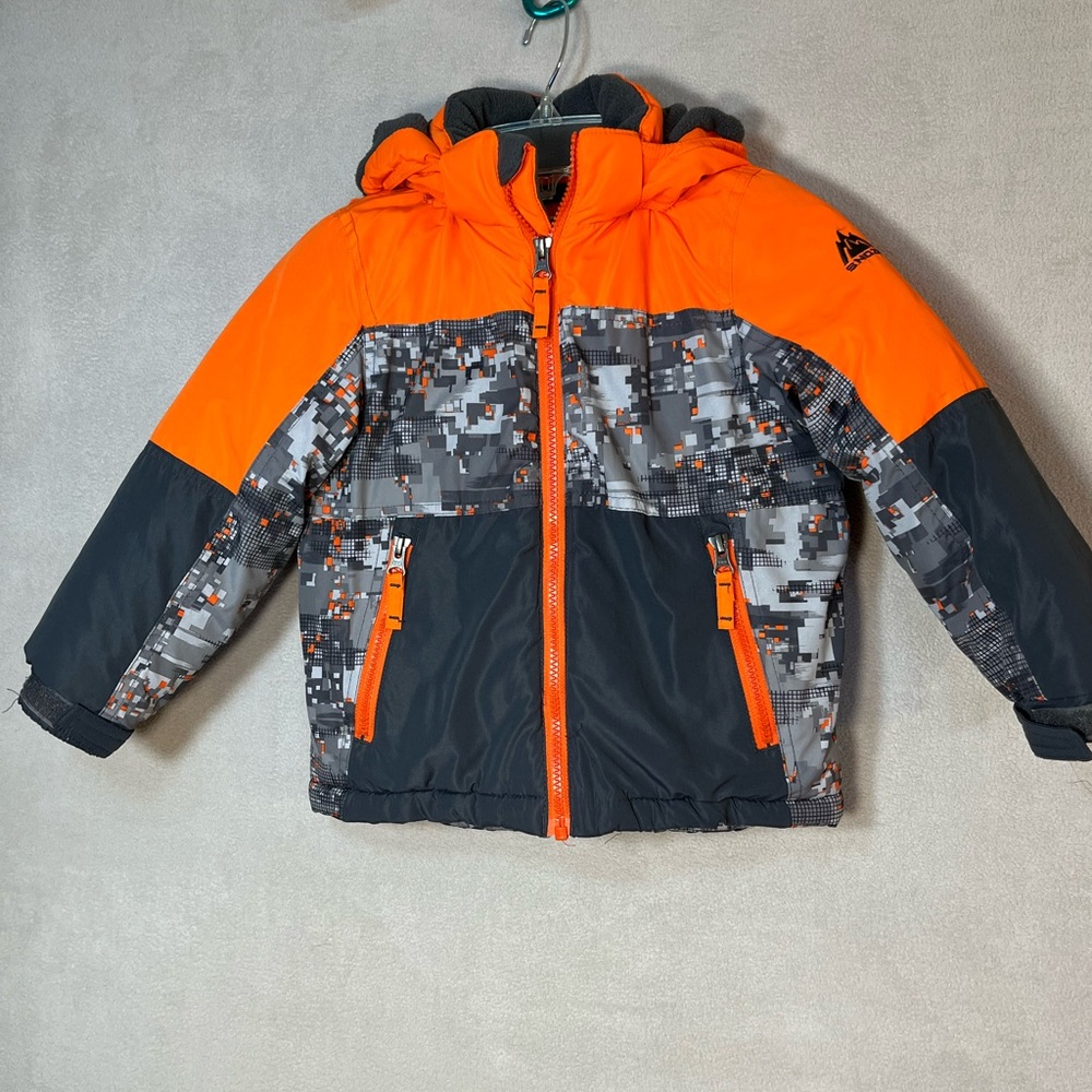 Snozu 4T Orange, Black and Gray Digital Design Color-block Jacket